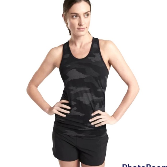 Athleta Speedlight Camo Racerback Tank Black Gray Seamless Anti Odor - Picture 9 of 9